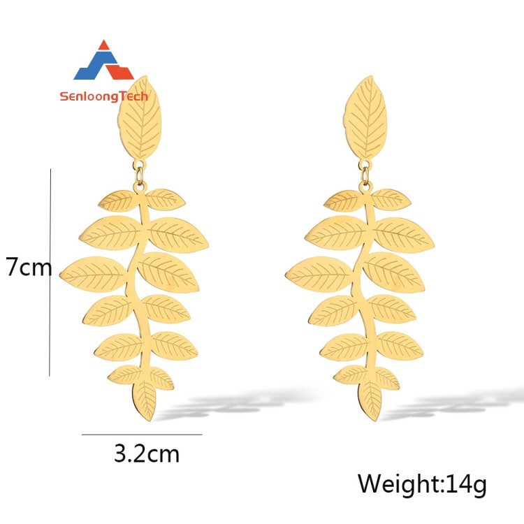 Metal plant leaf shaped earrings